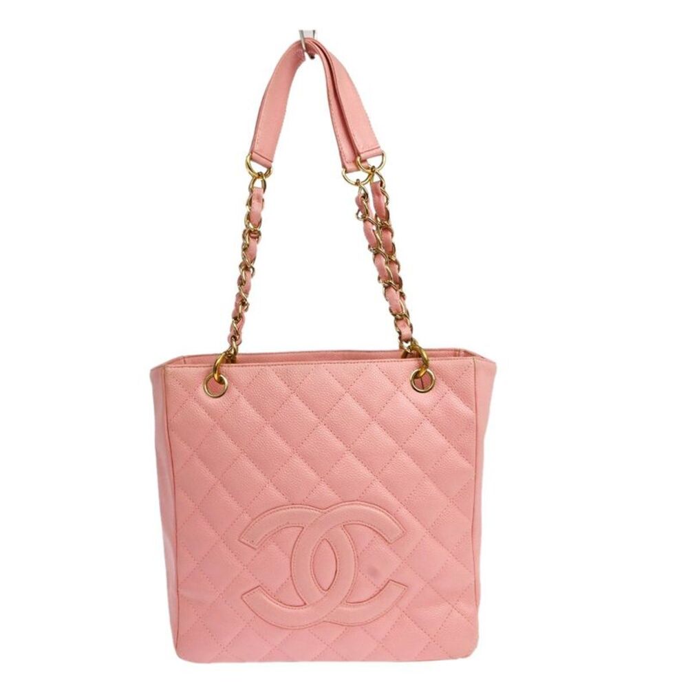 Chanel Petite Shopping Quilted Caviar Pink Leather Tote Bag Bag